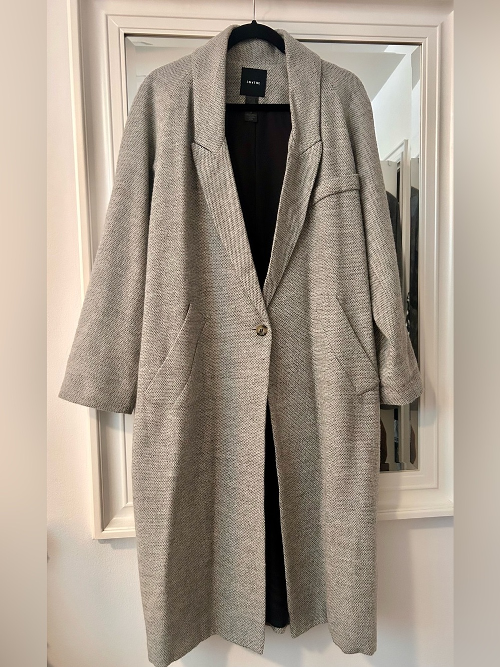 Smythe Gray lightweight Wool-Blend Single-Button Overcoat Trench Duster Coat